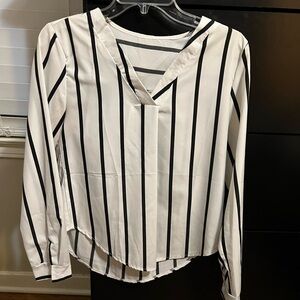 Black and White Striped Women's Top